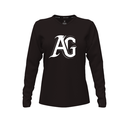 [FTLVCFBK-FYXS-LOGO1] Decker Comfort T-Shirt (Female Youth XS, Black, V Neck, Logo 1, Long Sleeve)