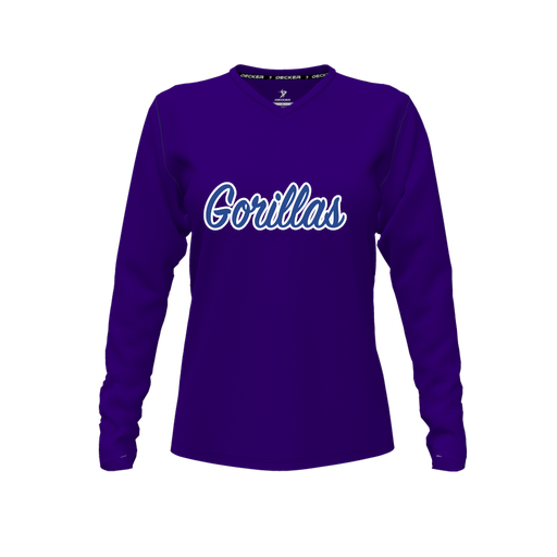 [FTLVCFPP-FYXS-LOGO3] Decker Comfort T-Shirt (Female Youth XS, Purple, V Neck, Logo 3, Long Sleeve)