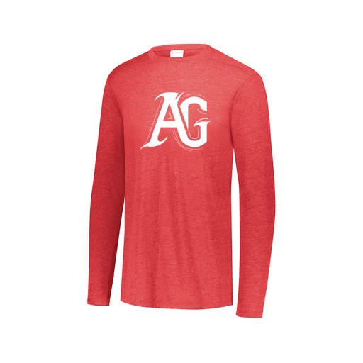 [FTLCUBRD-AXS-LOGO1] Decker Men's Tri-Blend T-Shirt - Long Sleeve (Adult XS, Red, Logo 1)